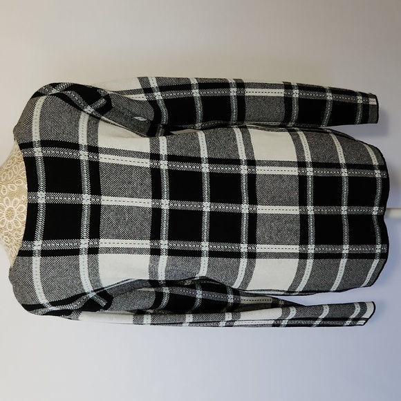 J Jill Black White Plaid Buffalo Check Cozy Knit Long Sleeve Pullover Sweater M - Picture 13 of 16